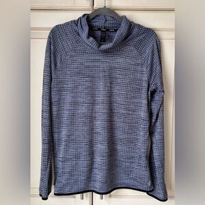 RBX Blue/Grey Heathered Textured Cowl Neck Pullover Sweater. Large.